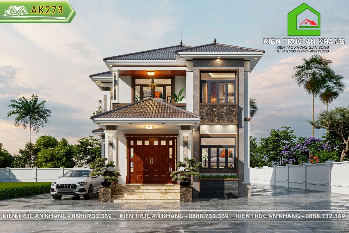 Nhà 2 tầng mái nhật 11 x 16m 5 phòng ngủ - AK273