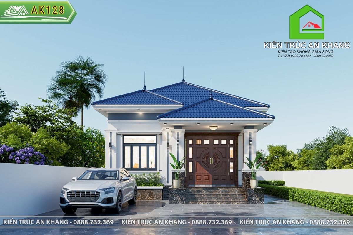 Nhà cấp 4 mái nhật hiện đại 8 x 17m 3 phòng ngủ - AK128