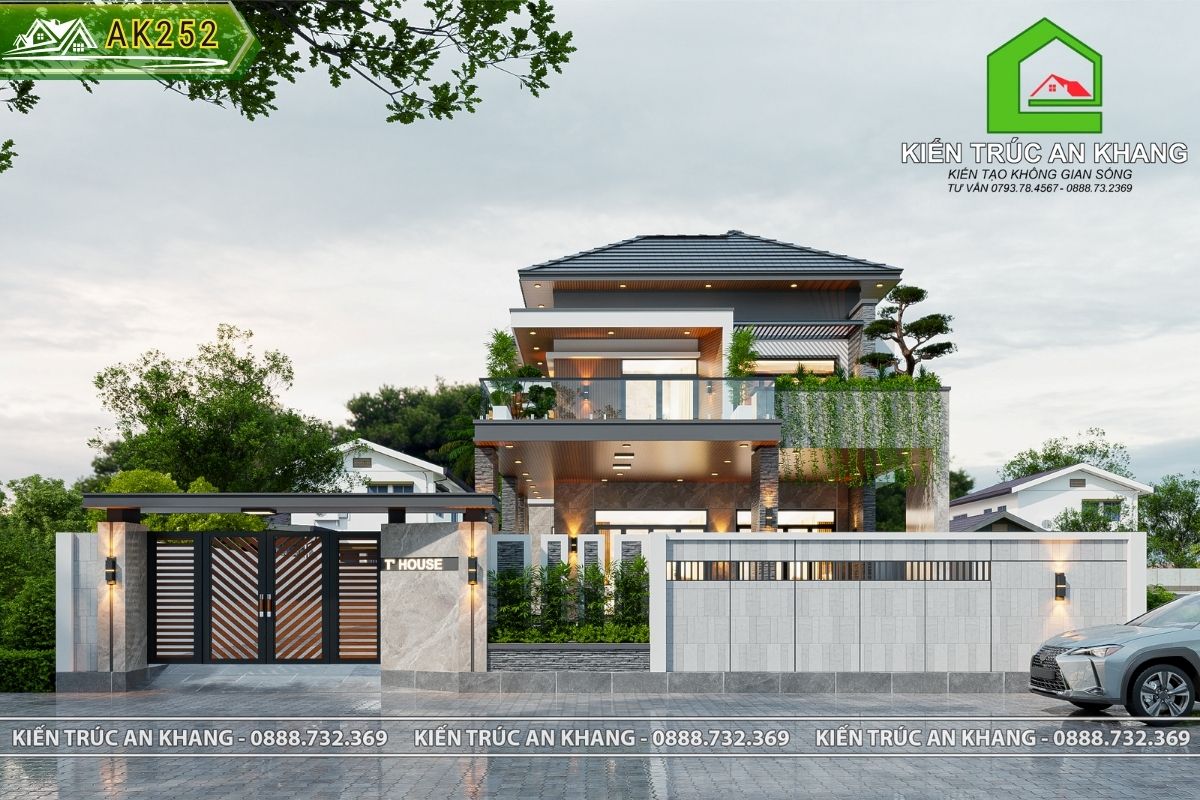 Nhà mái nhật hiện đại 2 tầng 9 x 21m 4 phòng ngủ - AK252
