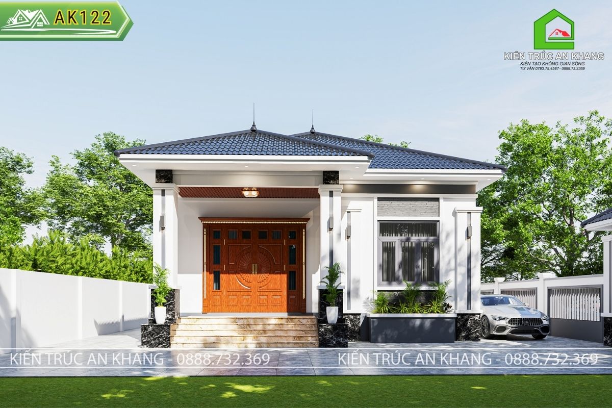 Nhà cấp 4 mái nhật hiện đại 10 x 21m 3 phòng ngủ - AK122