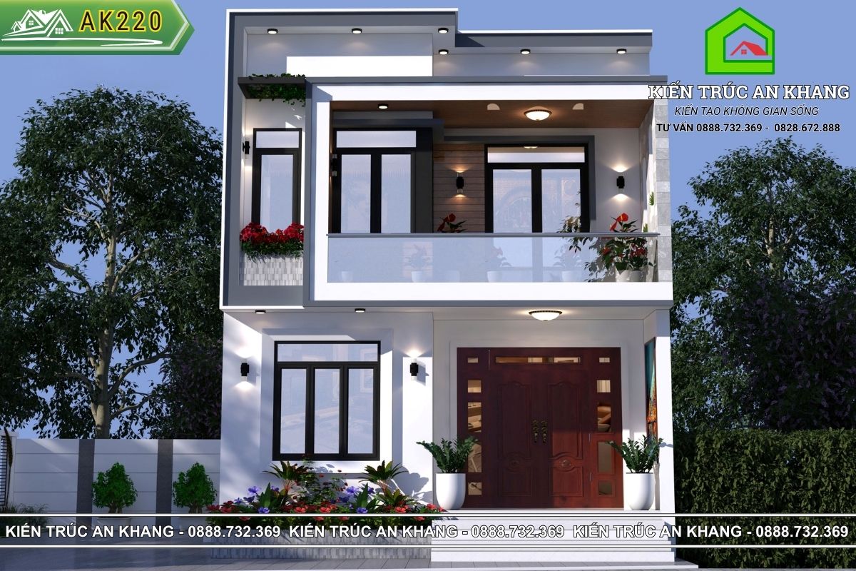 Nhà 2 tầng hiện đại 9 x 13m 3 phòng ngủ - AK220