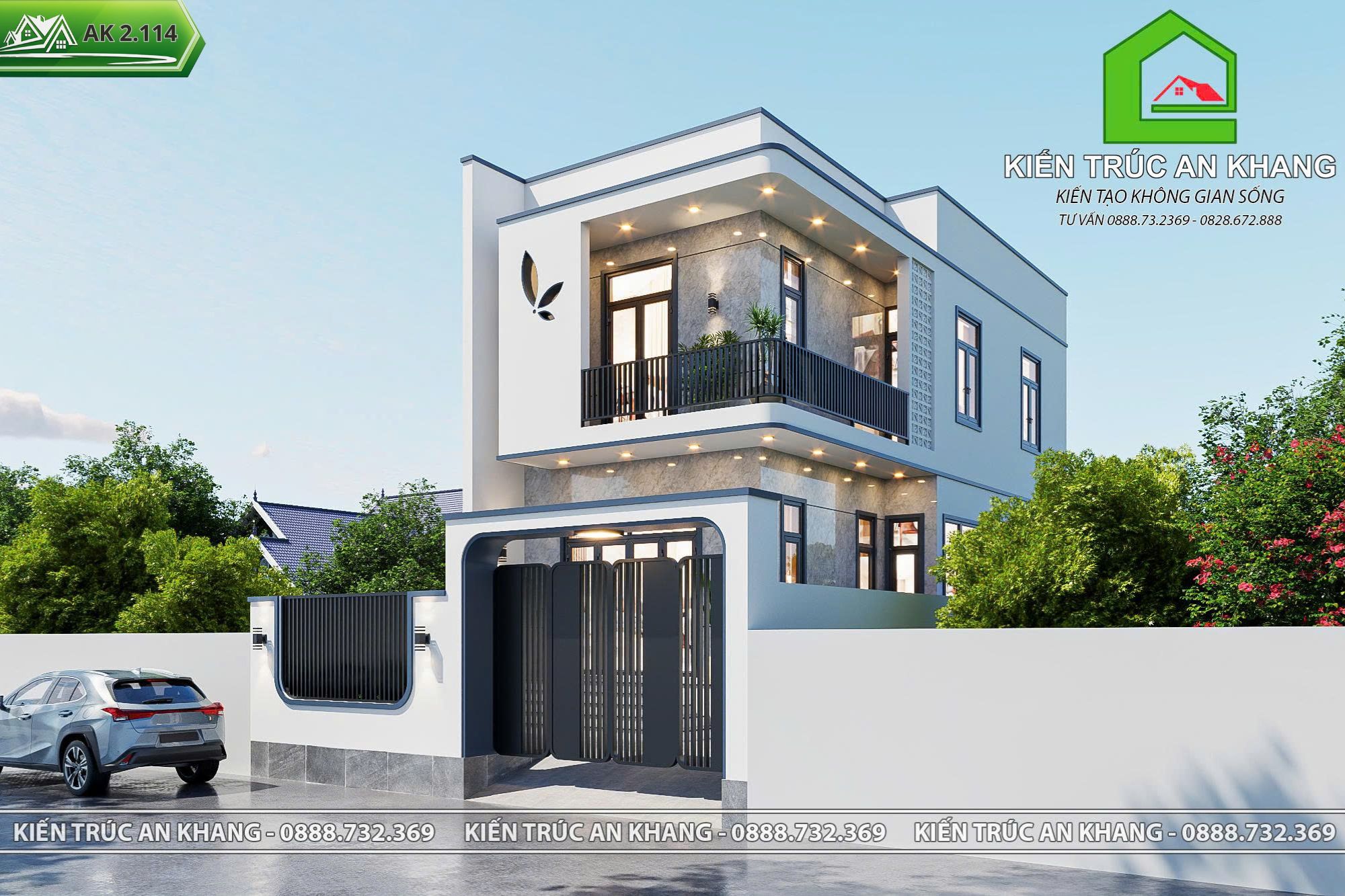 Mẫu Nhà 2 Tầng Hiện Đại 6x15m, 3 phòng ngủ - AK 2.114