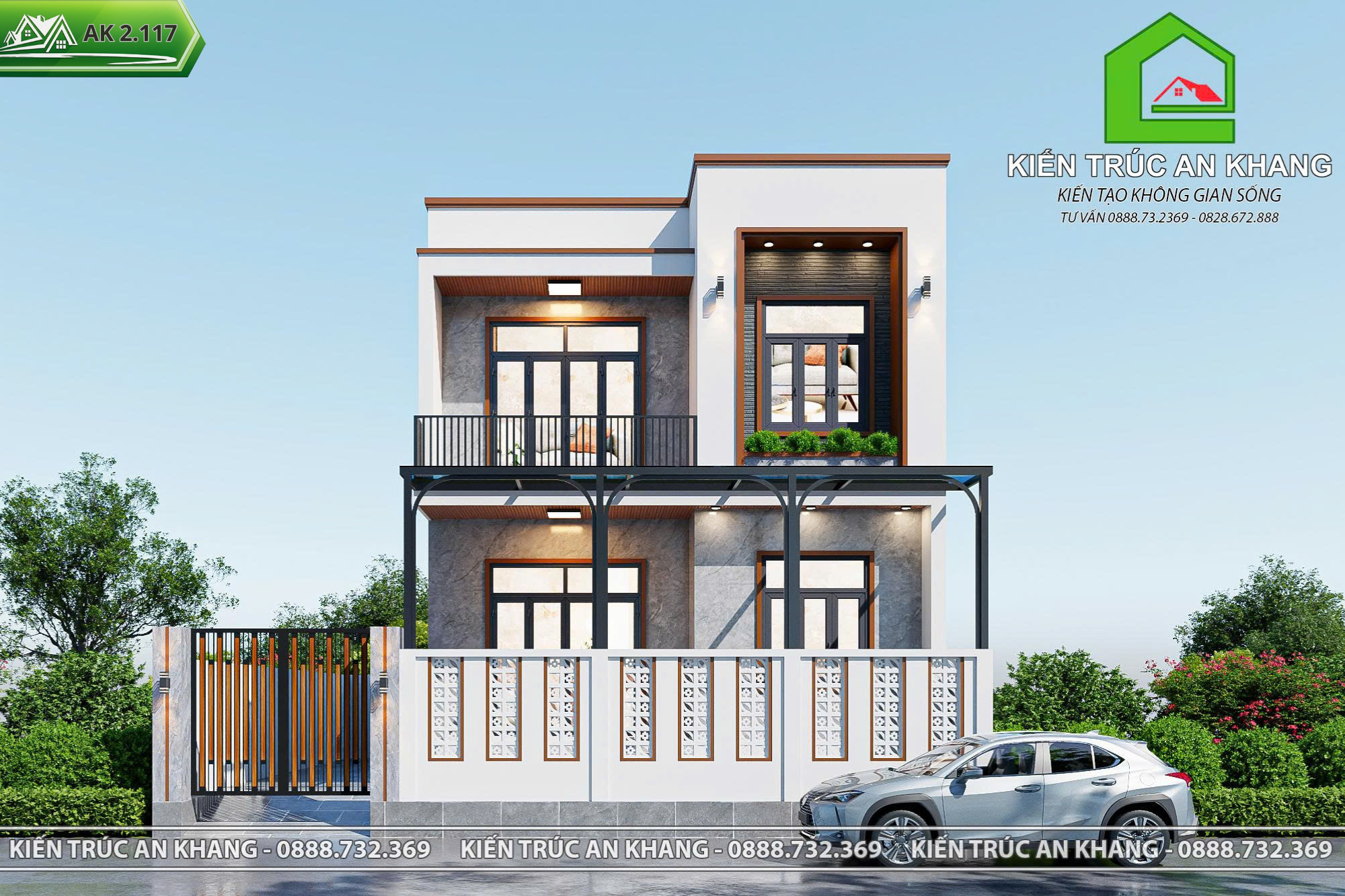 Mẫu Nhà 2 Tầng Hiện Đại 8x9m – 3 phòng ngủ