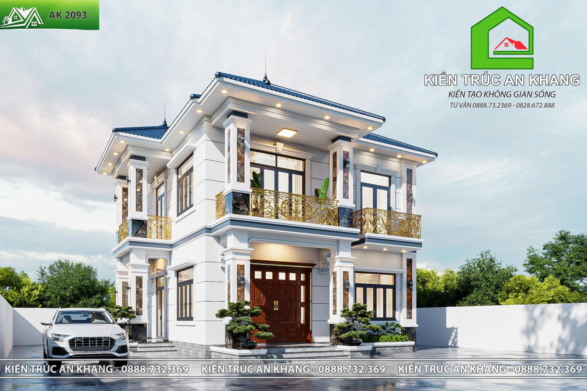 Mẫu nhà mái Nhật có sảnh phụ - AK 2093